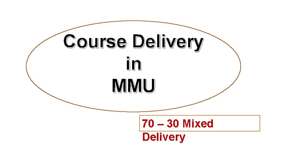 Course Delivery in MMU 70 – 30 Mixed Delivery 