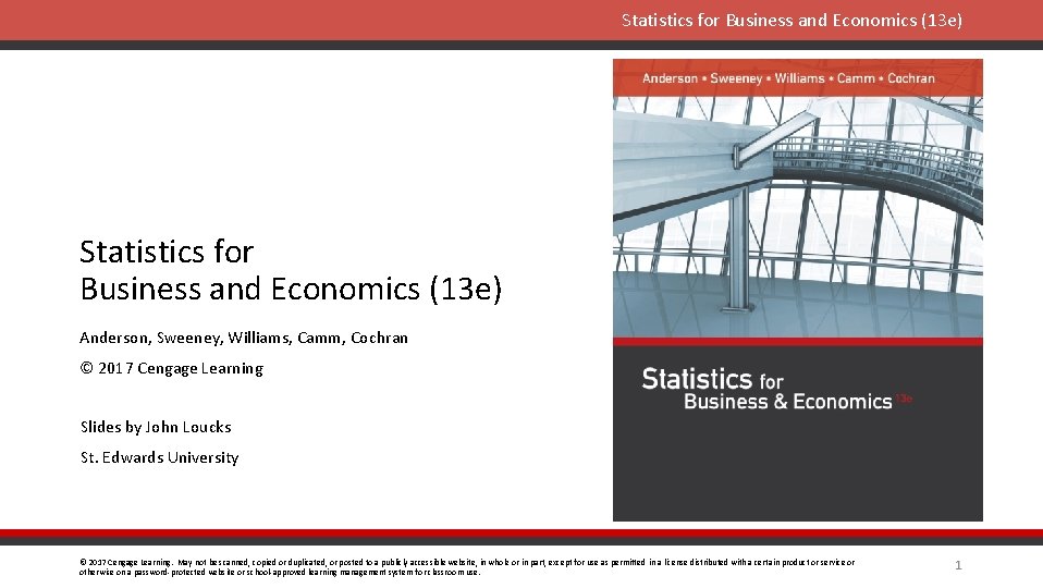 Statistics for Business and Economics (13 e) Slides by Statistics for Johnand Economics (13
