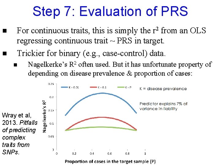 Step 7: Evaluation of PRS n n For continuous traits, this is simply the