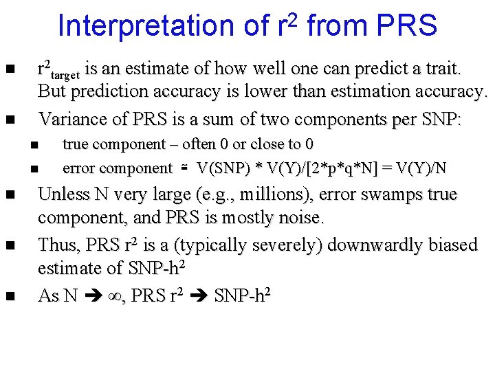Interpretation of n n n from PRS r 2 target is an estimate of