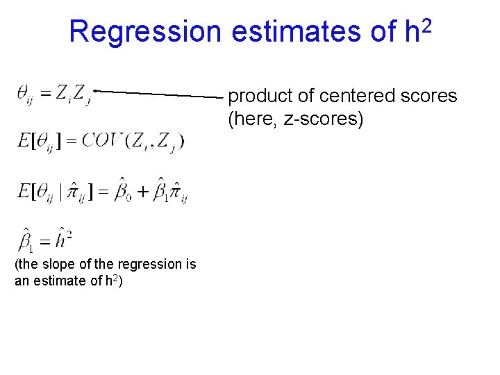 Regression estimates of 2 h product of centered scores (here, z-scores) (the slope of