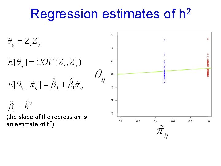 Regression estimates of (the slope of the regression is an estimate of h 2)