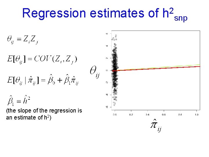 Regression estimates of (the slope of the regression is an estimate of h 2)