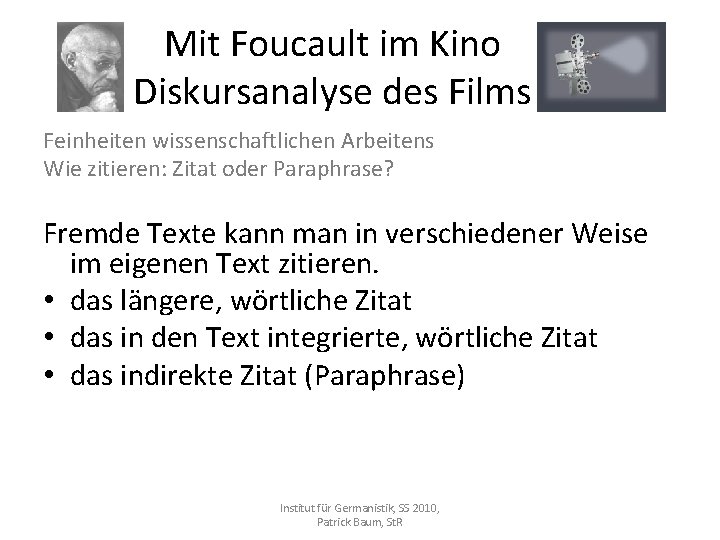 Mit Foucault Im Kino Diskursanalyse Des Films Institut