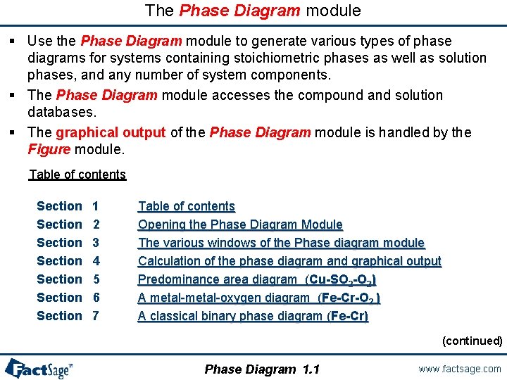 The Phase Diagram module § Use the Phase Diagram module to generate various types