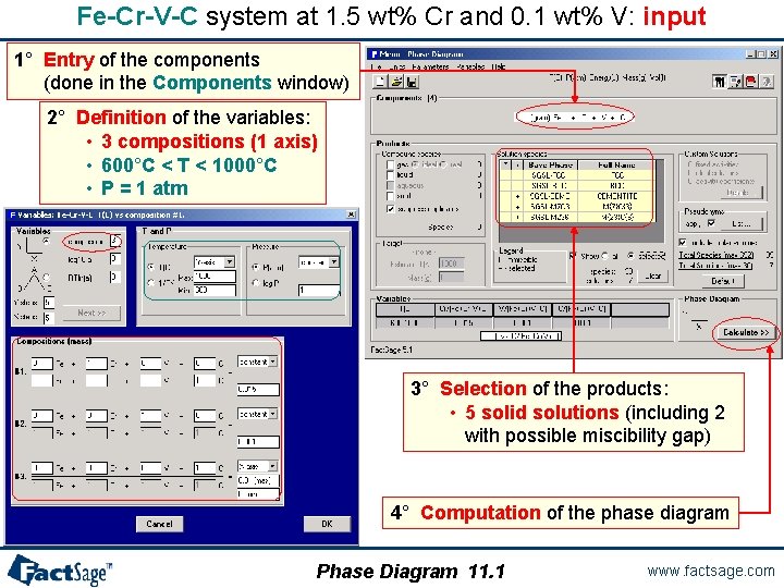 Fe-Cr-V-C system at 1. 5 wt% Cr and 0. 1 wt% V: input 1°