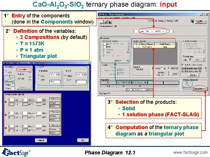 Ca. O-Al 2 O 3 -Si. O 2 ternary phase diagram: input 1° Entry