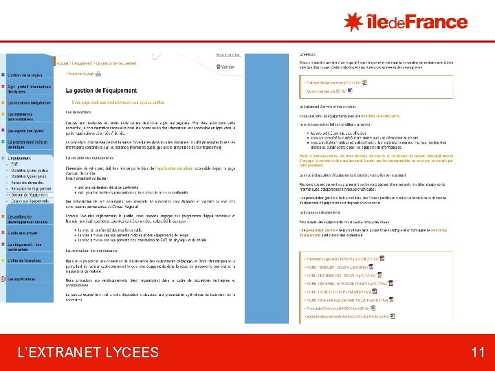 L’EXTRANET LYCEES 11 