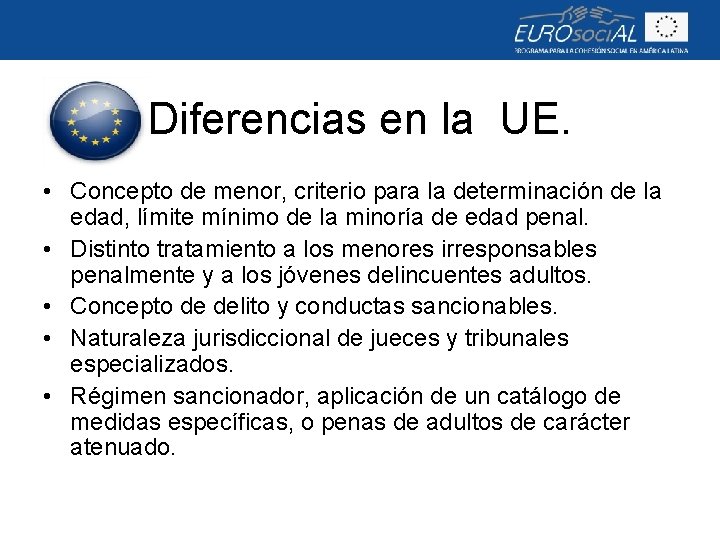 Diferencias en la UE. • Concepto de menor, criterio para la determinación de la