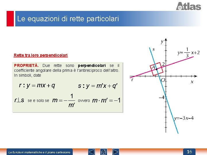 Le equazioni di rette particolari Rette tra loro perpendicolari PROPRIETÀ. Due rette sono perpendicolari