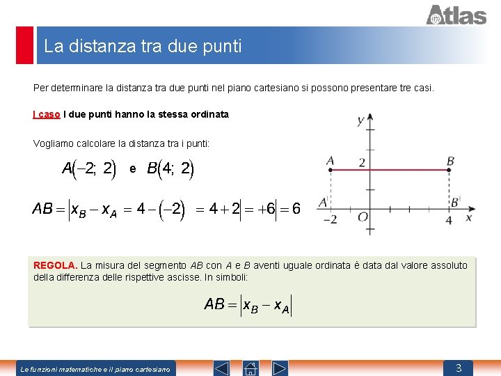 La distanza tra due punti Per determinare la distanza tra due punti nel piano