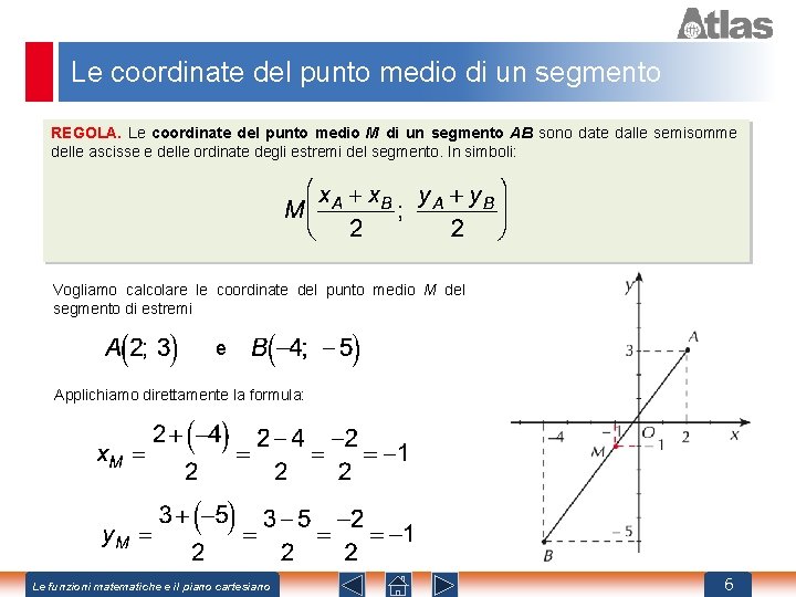 Le coordinate del punto medio di un segmento REGOLA. Le coordinate del punto medio