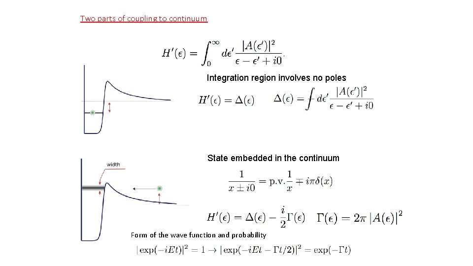 Two parts of coupling to continuum Integration region involves no poles State embedded in