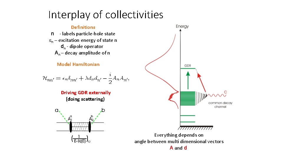 Interplay of collectivities Definitions n - labels particle-hole state n – excitation energy of