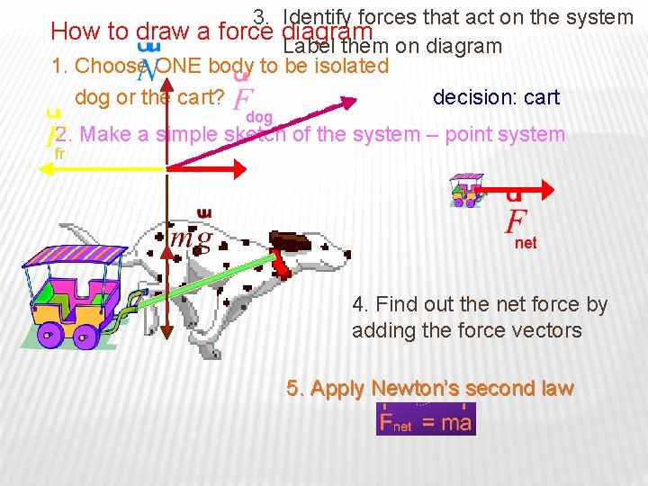 3. Identify forces that act on the system How to draw a force diagram
