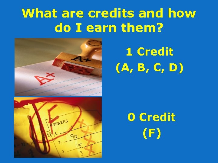 What are credits and how do I earn them? 1 Credit (A, B, C,