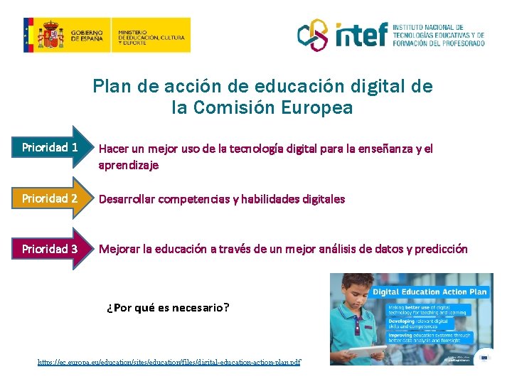 Plan de acción de educación digital de la Comisión Europea Prioridad 1 Hacer un