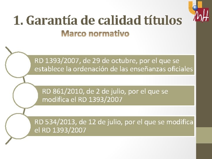 1. Garantía de calidad títulos RD 1393/2007, de 29 de octubre, por el que 1. Garantía de calidad títulos RD 1393/2007, de 29 de octubre, por el que