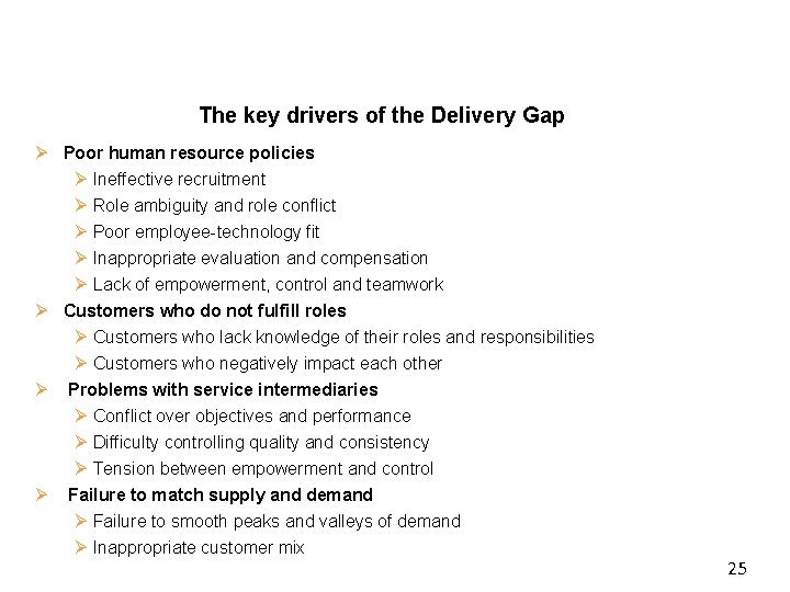The key drivers of the Delivery Gap Ø Poor human resource policies Ø Ineffective The key drivers of the Delivery Gap Ø Poor human resource policies Ø Ineffective