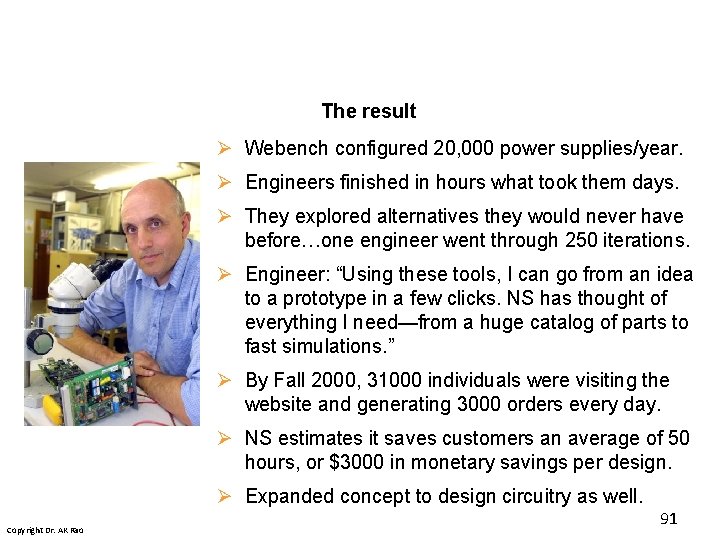 The result Ø Webench configured 20, 000 power supplies/year. Ø Engineers finished in hours The result Ø Webench configured 20, 000 power supplies/year. Ø Engineers finished in hours