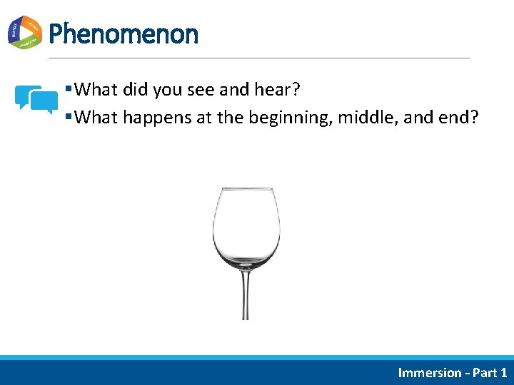 Phenomenon §What did you see and hear? §What happens at the beginning, middle, and