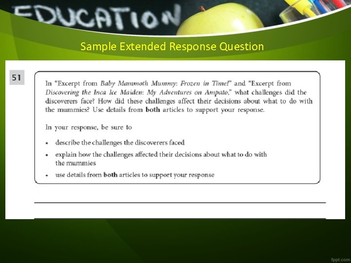 Sample Extended Response Question 