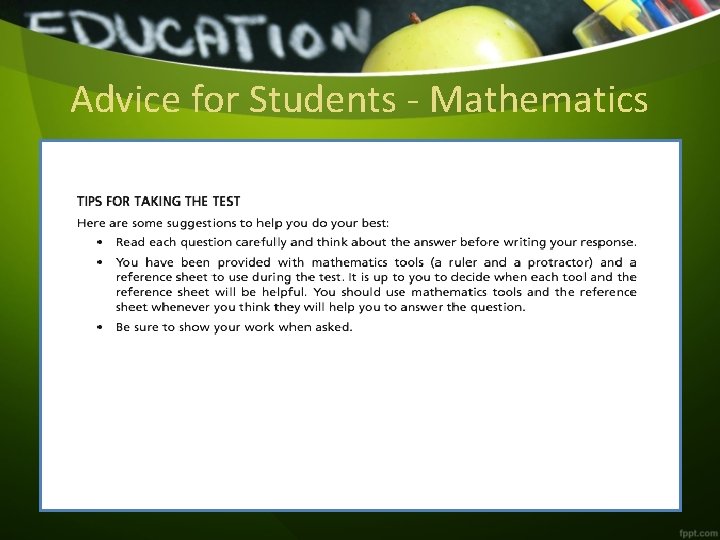 Advice for Students - Mathematics 