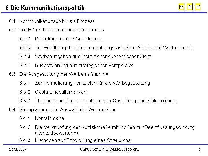 6 Die Kommunikationspolitik 6. 1 Kommunikationspolitik als Prozess 6. 2 Die Höhe des Kommunikationsbudgets