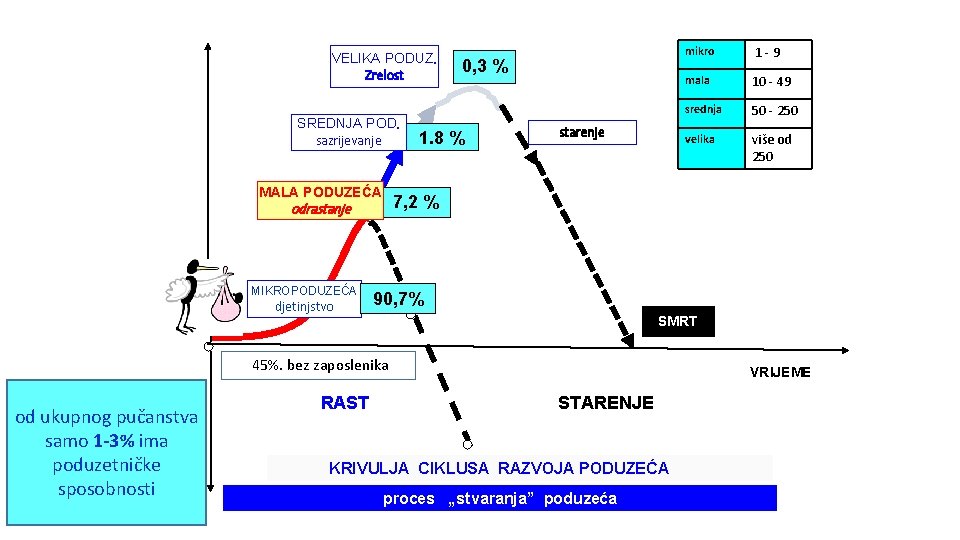 VELIKA PODUZ. Zrelost SREDNJA POD. sazrijevanje MALA PODUZEĆA djetinjstvo 1. 8 % starenje RAST