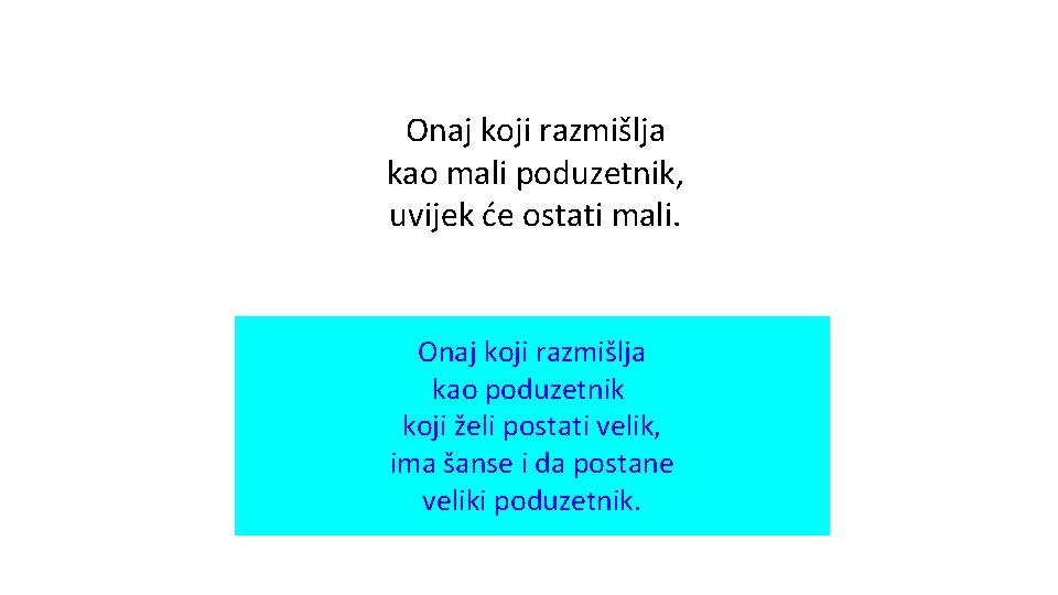 IMA MNOGO ČIMBENIKA Onaj koji razmišlja KOJI UTJEČU NA kao mali poduzetnik, SPOSOBNOST RASTA