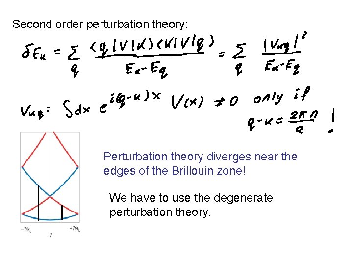 Second order perturbation theory: Perturbation theory diverges near the edges of the Brillouin zone!
