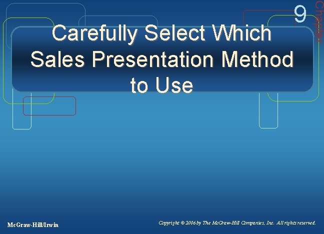 Carefully Select Which Sales Presentation Method to Use Mc. Graw-Hill/Irwin Chapter 9 Copyright © Carefully Select Which Sales Presentation Method to Use Mc. Graw-Hill/Irwin Chapter 9 Copyright ©