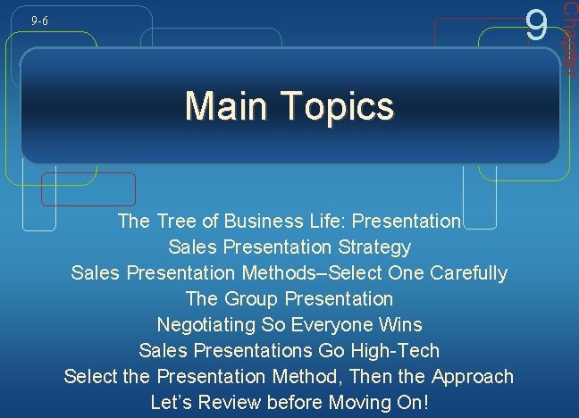 Main Topics The Tree of Business Life: Presentation Sales Presentation Strategy Sales Presentation Methods–Select Main Topics The Tree of Business Life: Presentation Sales Presentation Strategy Sales Presentation Methods–Select