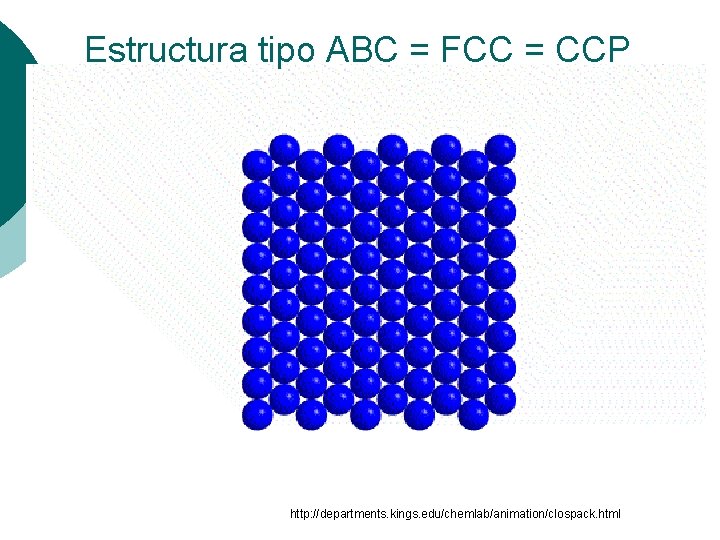 Estructura tipo ABC = FCC = CCP http: //departments. kings. edu/chemlab/animation/clospack. html 