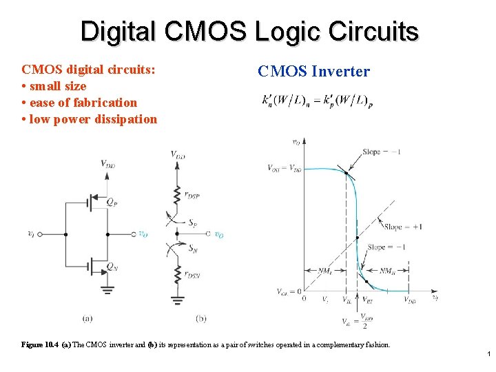 Digital CMOS Logic Circuits CMOS digital circuits: • small size • ease of fabrication