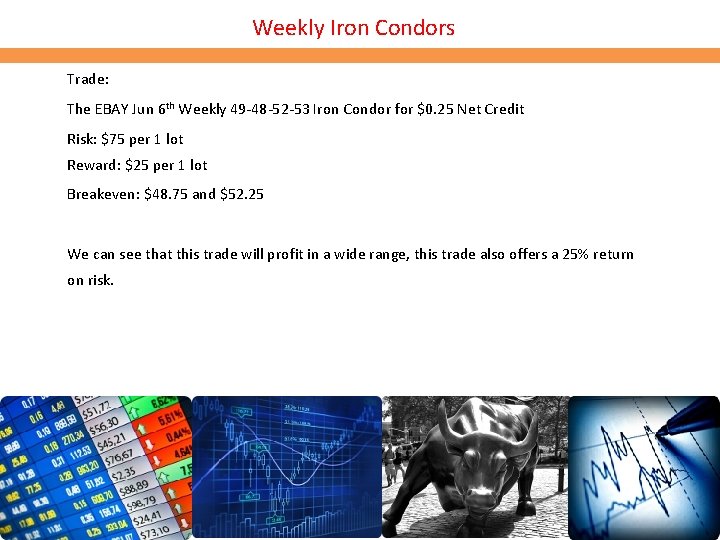 Weekly Iron Condors Trade: The EBAY Jun 6 th Weekly 49 -48 -52 -53 Weekly Iron Condors Trade: The EBAY Jun 6 th Weekly 49 -48 -52 -53