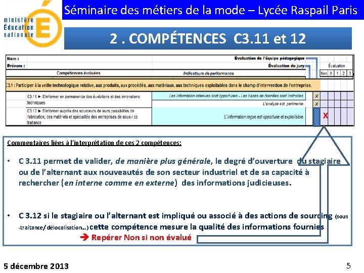 Séminaire des métiers de la mode – Lycée Raspail Paris 2. COMPÉTENCES C 3.