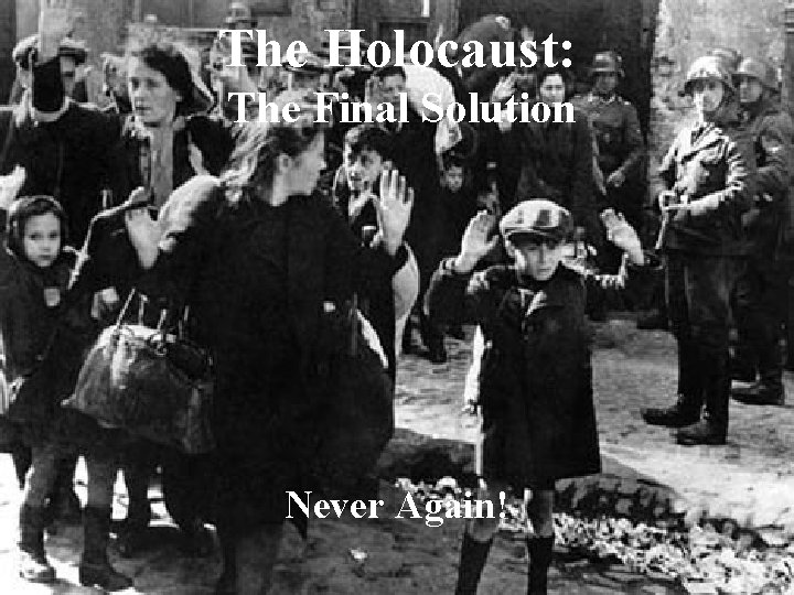 The Holocaust: The Final Solution Never Again! The Holocaust: The Final Solution Never Again!