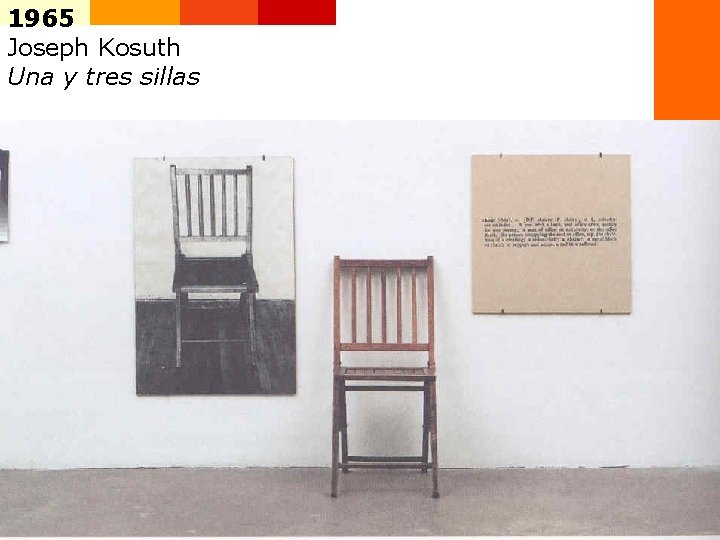1965 Joseph Kosuth Una y tres sillas 