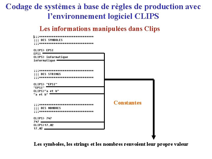 Codage de systèmes à base de règles de production avec l’environnement logiciel CLIPS Les