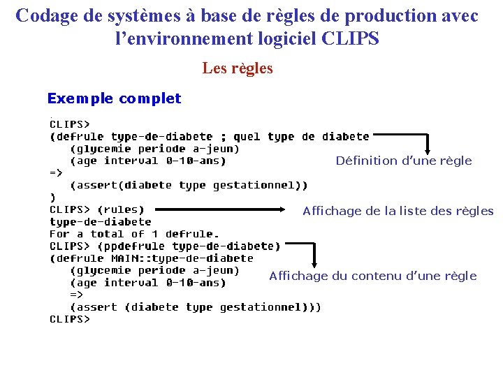 Codage de systèmes à base de règles de production avec l’environnement logiciel CLIPS Les