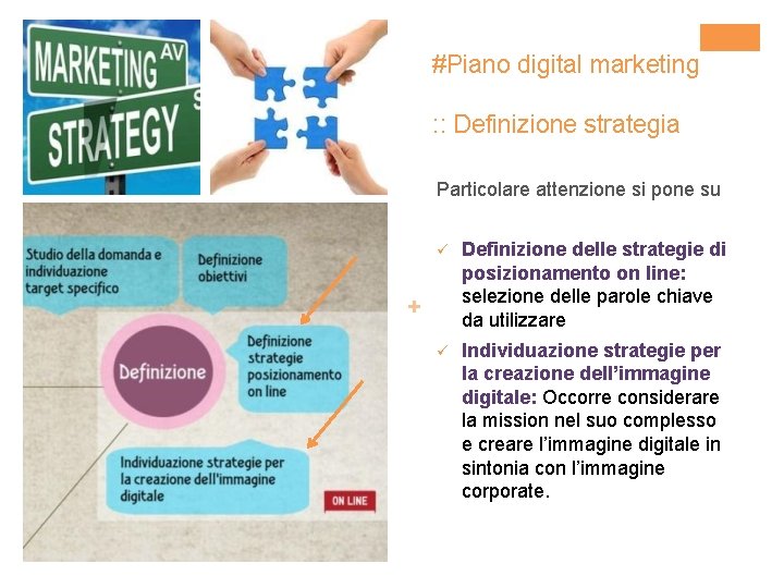 #Piano digital marketing : : Definizione strategia Particolare attenzione si pone su ü Definizione