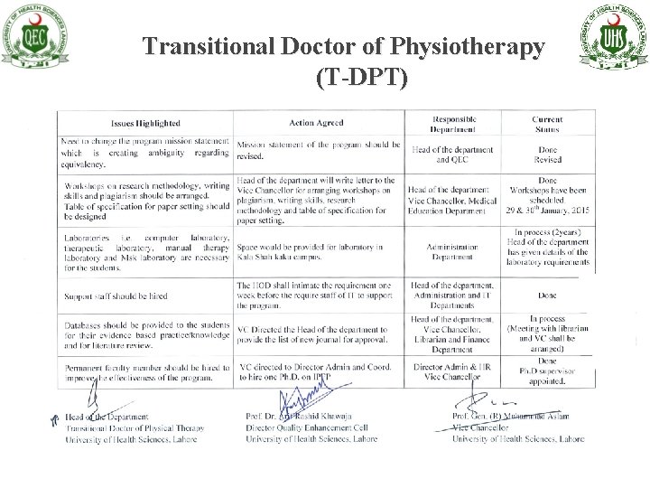 Transitional Doctor of Physiotherapy (T-DPT) 