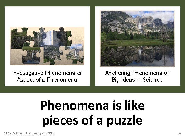 Investigative Phenomena or Aspect of a Phenomena Anchoring Phenomena or Big Ideas in Science