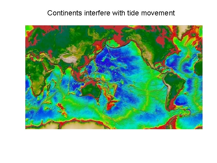 Continents interfere with tide movement 