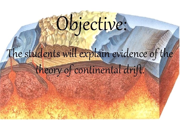 Objective: The students will explain evidence of theory of continental drift. 