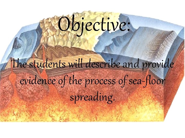 Objective: The students will describe and provide evidence of the process of sea-floor spreading.