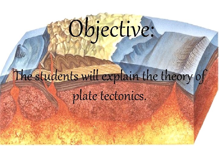 Objective: The students will explain theory of plate tectonics. 