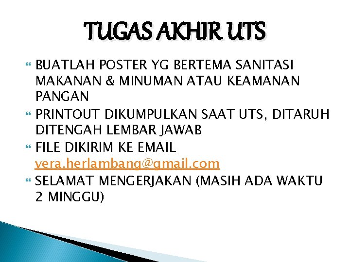 TUGAS AKHIR UTS BUATLAH POSTER YG BERTEMA SANITASI MAKANAN & MINUMAN ATAU KEAMANAN PANGAN
