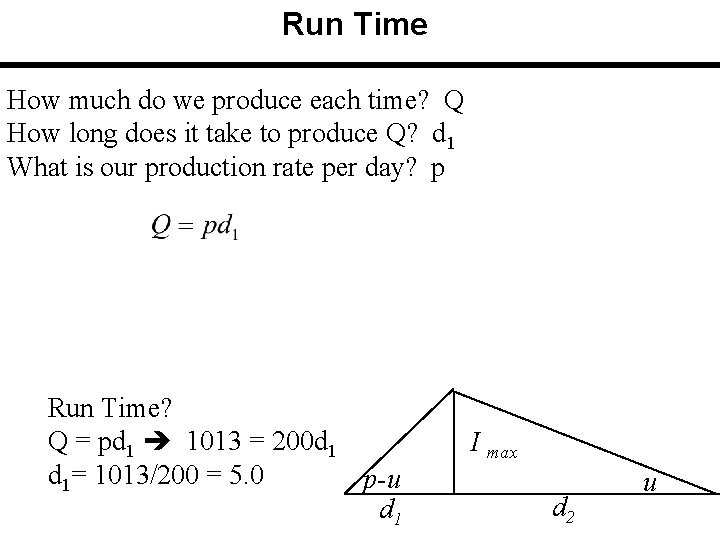 Run Time How much do we produce each time? Q How long does it Run Time How much do we produce each time? Q How long does it